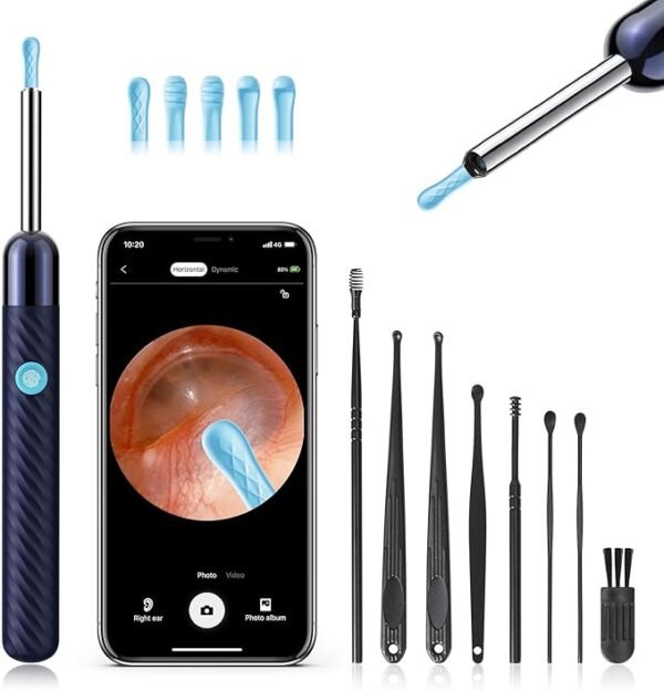 Ear Wax Removal - Earwax Remover Tool with 8 Pcs Ear Set - Ear Canal Cleaner with 1080P Camera - FSA HSA Eligible - Ear Cleaning Kit with 6 Ear Spoon - Ear Camera for iOS & Android (Midnight Blue) - Image 6