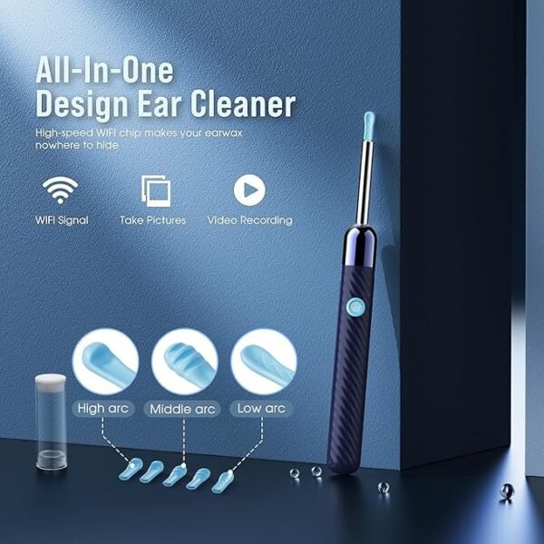 Ear Wax Removal - Earwax Remover Tool with 8 Pcs Ear Set - Ear Canal Cleaner with 1080P Camera - FSA HSA Eligible - Ear Cleaning Kit with 6 Ear Spoon - Ear Camera for iOS & Android (Midnight Blue) - Image 2