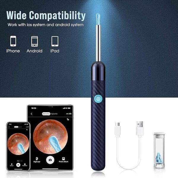 Ear Wax Removal - Earwax Remover Tool with 8 Pcs Ear Set - Ear Canal Cleaner with 1080P Camera - FSA HSA Eligible - Ear Cleaning Kit with 6 Ear Spoon - Ear Camera for iOS & Android (Midnight Blue) - Image 3
